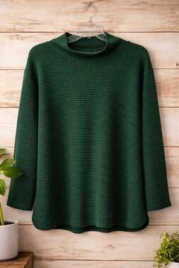 Culture Code Women's Teal Waffle Knit Funnel Neck Sweater Size Medium